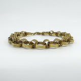 Vintage 9ct Gold Chunky Fancy Links 8” Bracelet 375 (London 1974) 14g