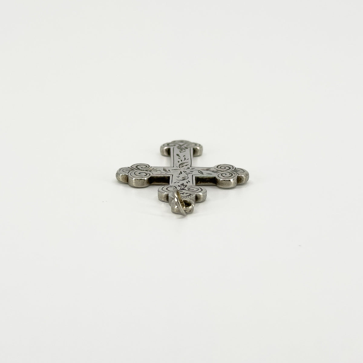 Antique Victorian (1898) Sterling Silver Engraved Christian Cross Pendant 925