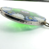 Vintage Sterling Silver Floral Murano Glass Millefiori Brooch / Stick Pin 925
