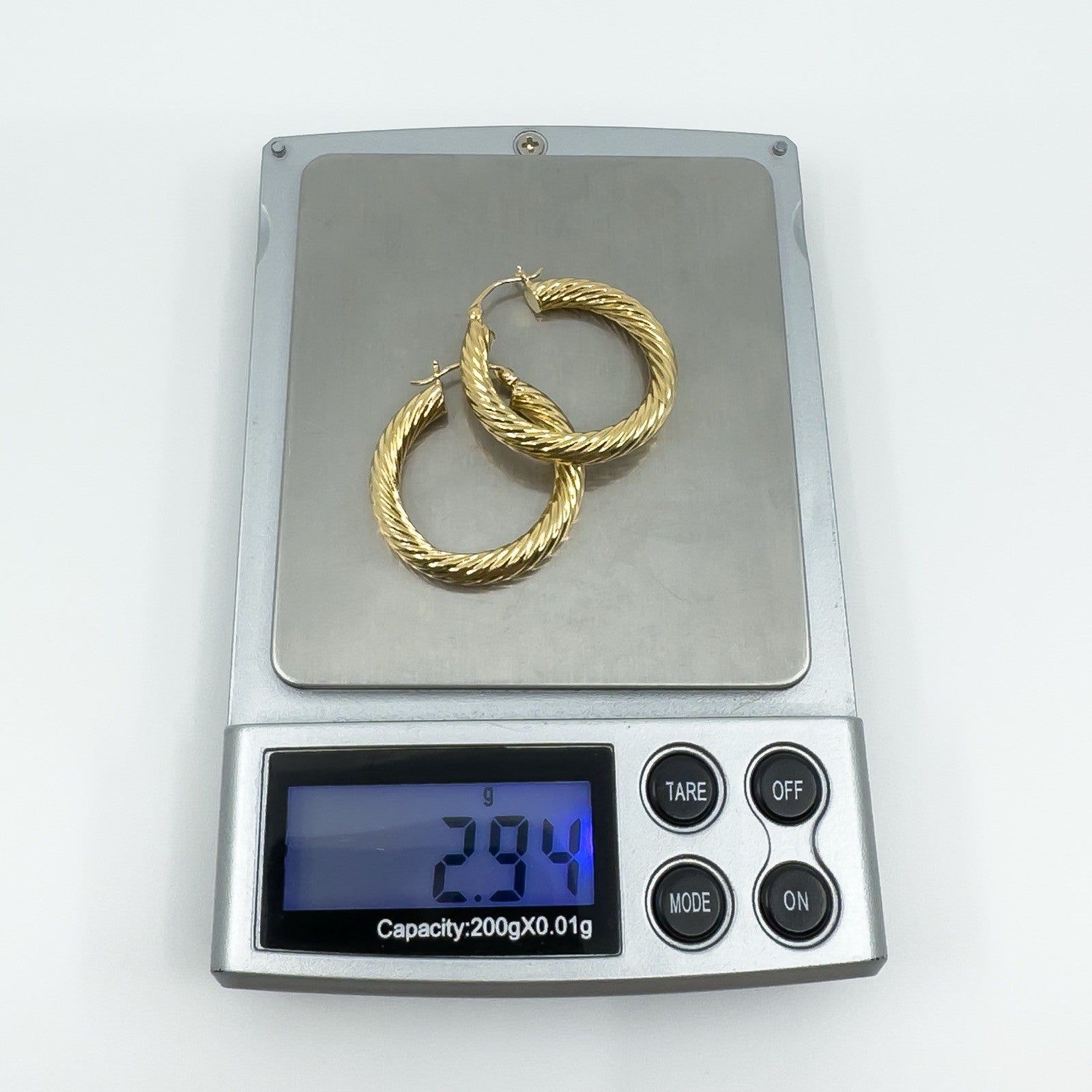 Large Vintage Chunky Twisted 9ct Gold Hoop Earrings 1991