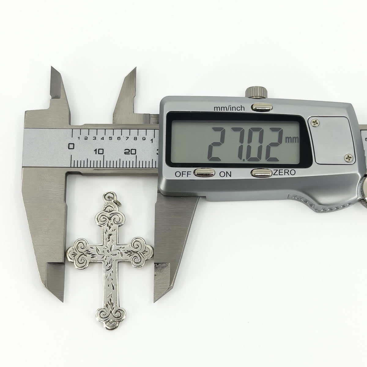Antique Victorian (1898) Sterling Silver Engraved Christian Cross Pendant 925