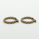 Chunky Vintage 9ct Gold Tri Coloured Twisted Hoop Earrings 375