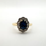 Vintage 9ct Gold Sapphire & Diamond Engagement Stacking Ring Size I - J