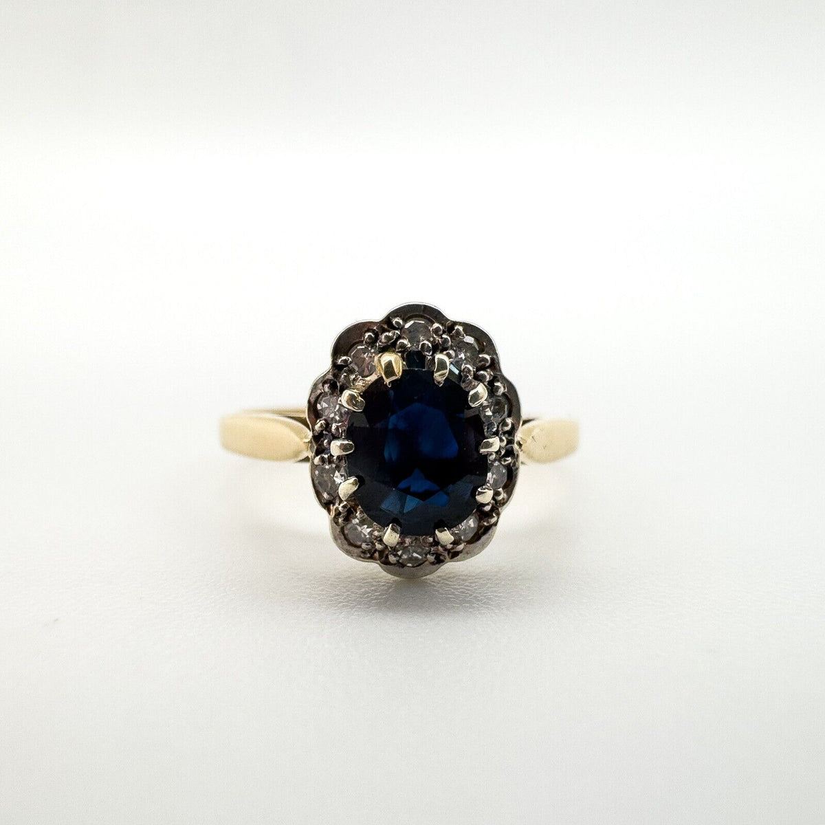 Vintage 9ct Gold Sapphire & Diamond Engagement Stacking Ring Size I - J