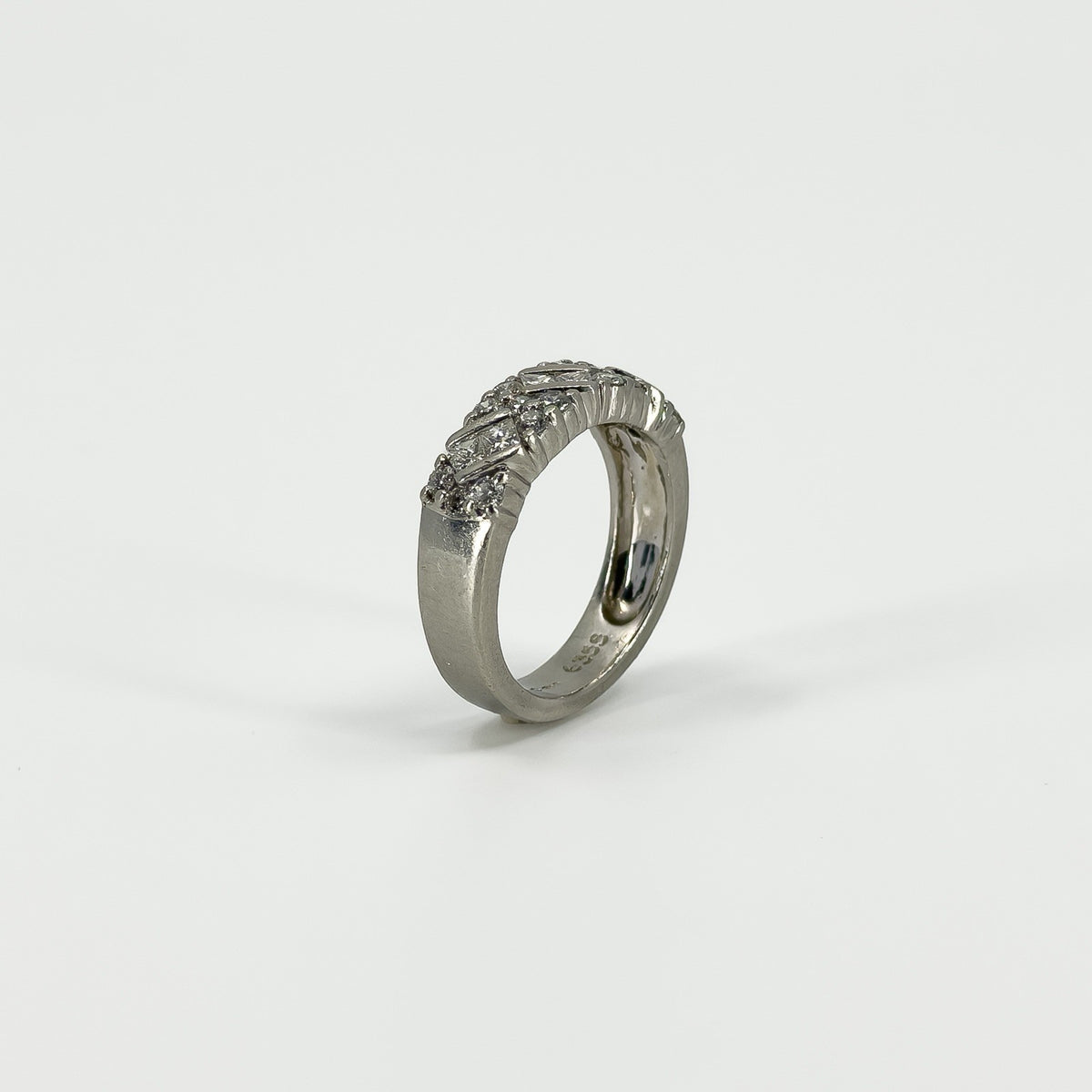 Wide Chunky Platinum Diamond Band / Ring 950 Size L - M