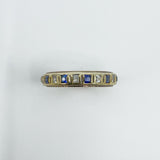 Vintage 9ct Gold Blue & White Spinel Full Eternity Band / Ring Size Q