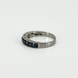 Sterling Silver 1ct Blue Diamond Half Eternity Band / Ring 925 Size R