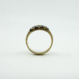 Antique Art Deco 18ct Gold Sapphire & Old Cut Diamond Half Hoop Ring 750 Size P