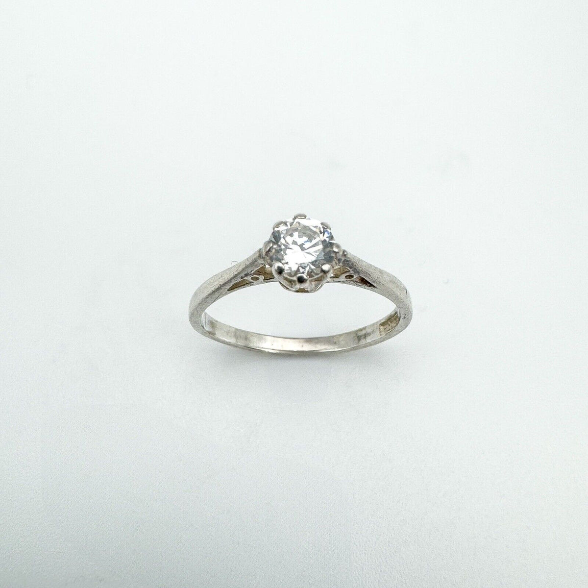 Vintage 0.25ct CZ Solitaire Ring in Sterling Silver Size L - M