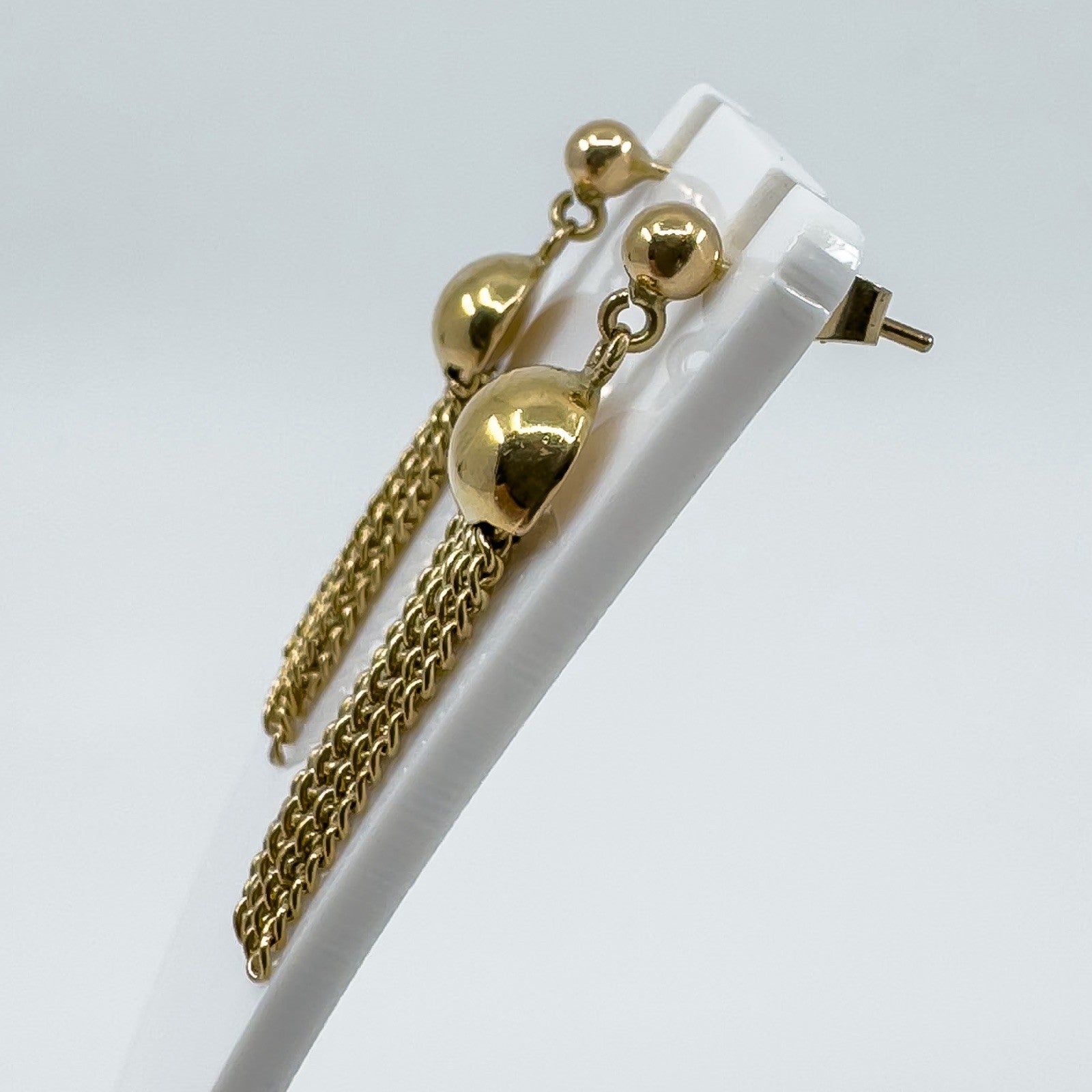 Vintage 9ct Gold Tassle Drop Earrings 375 (London 1977) Art Deco Style