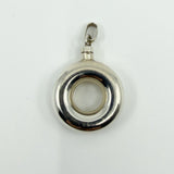 Unusual Chunky Vintage Sterling Silver Round Perfume / Poison Bottle Pendant 925