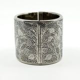 Wide Antique Victorian Sterling Silver Engraved Floral Bangle 925