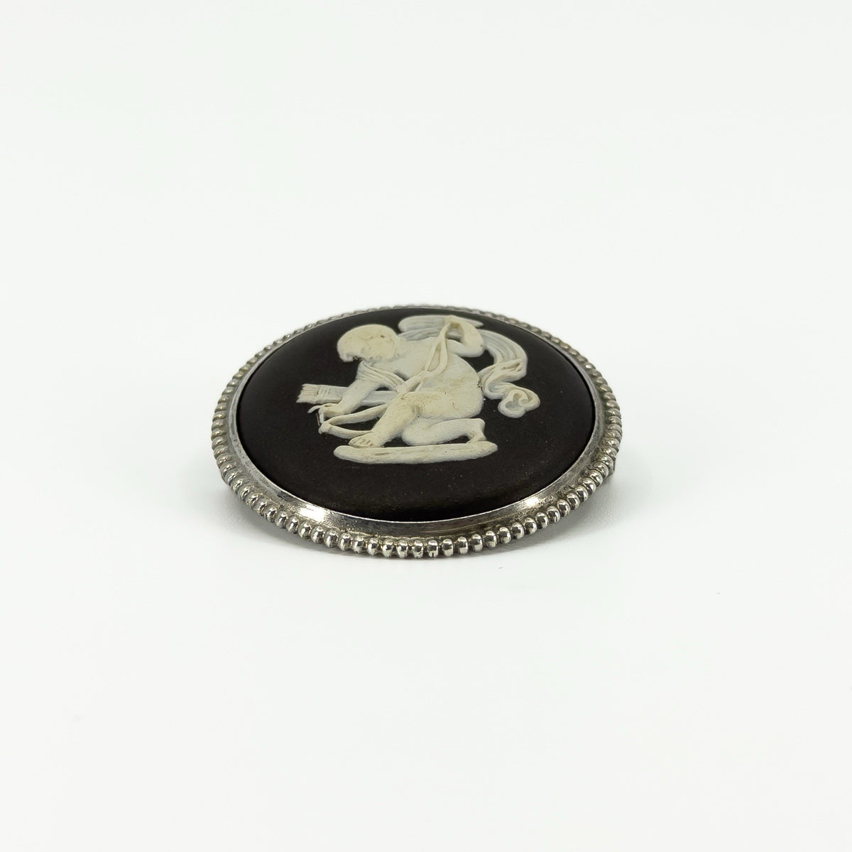 Vintage Sterling Silver Wedgewood Cupid Cherub Jasper Ware Cameo Brooch 925