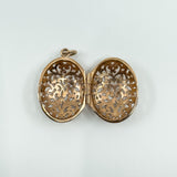 Vintage 9ct Rose Gold Large Chunky Oval Engraved Open Work Locket Pendant 375