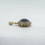 Vintage 18ct Gold Blue Enamel & Diamond Pendant