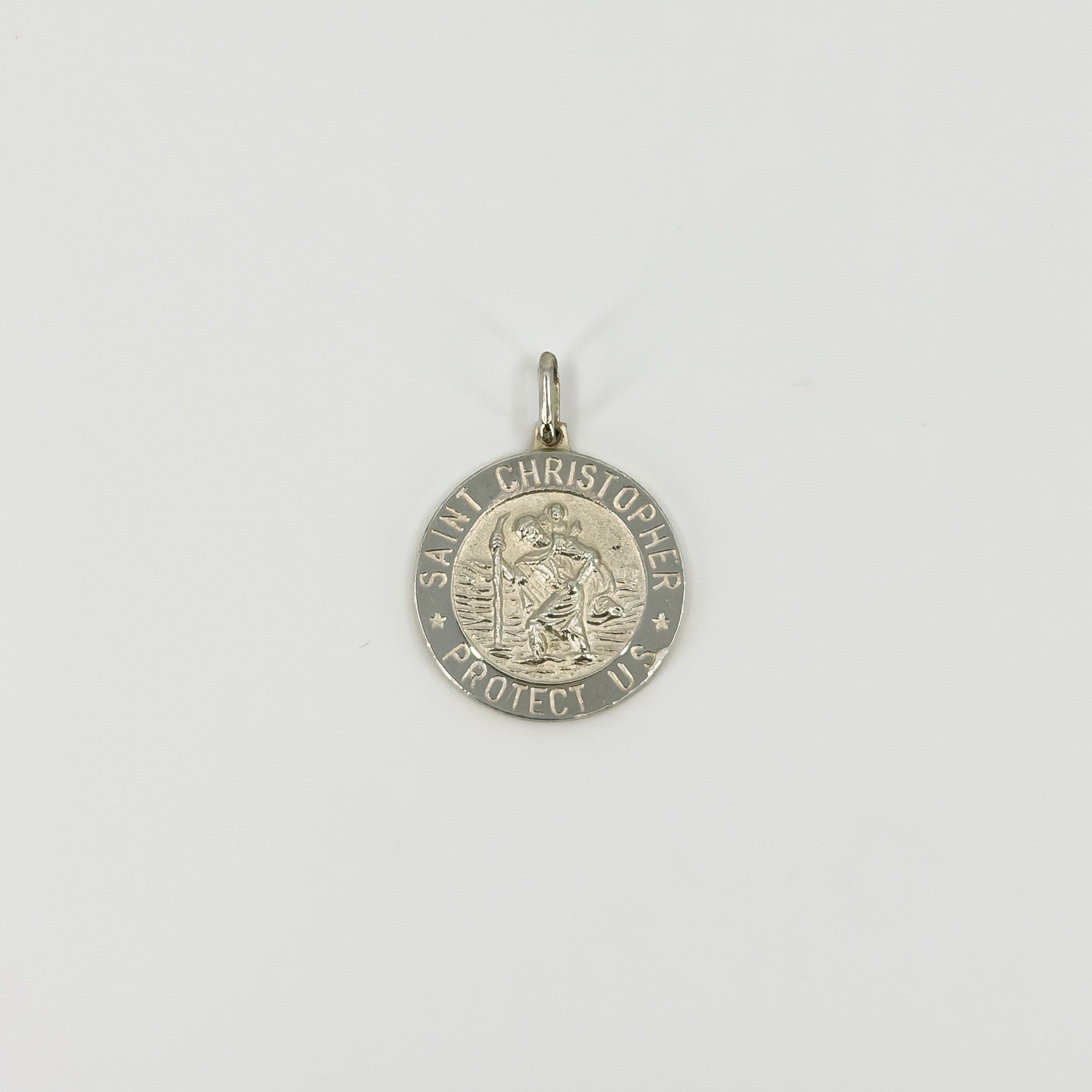 Vintage Sterling Silver St. Christopher Protect US Pendant / Charm 925