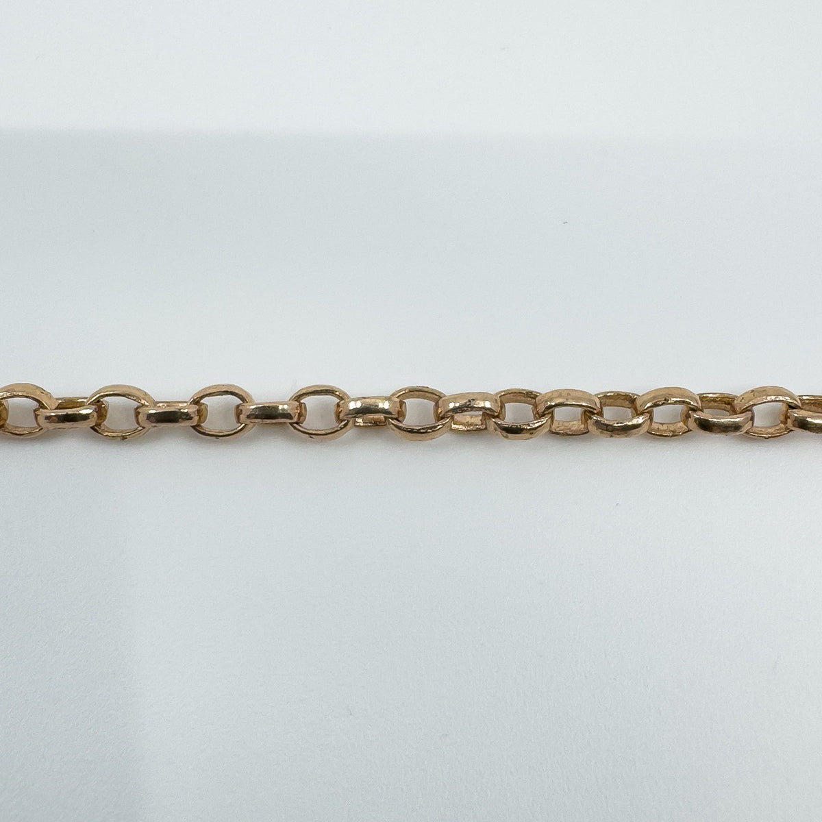 Vintage 9ct Rose Gold 15.8” Belcher / Rolo Chain Necklace 2x Dog Clips 375 10.5g