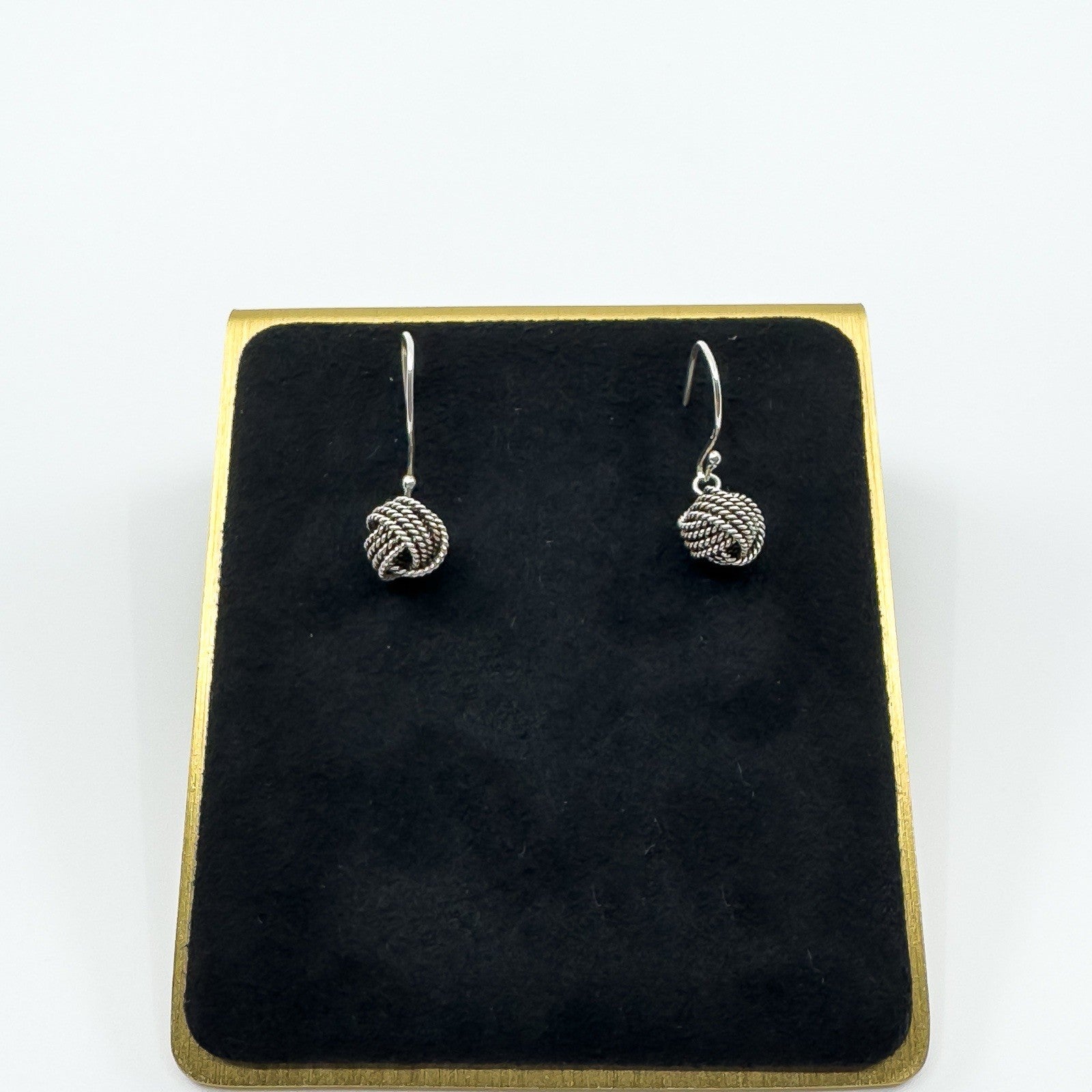 Sterling Silver Lovers Knot Drop Earrings on Shepherd Hooks 925