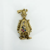 Large Chunky Vintage 9ct Gold Articulated Clown CZ Pendant 375 (1996)