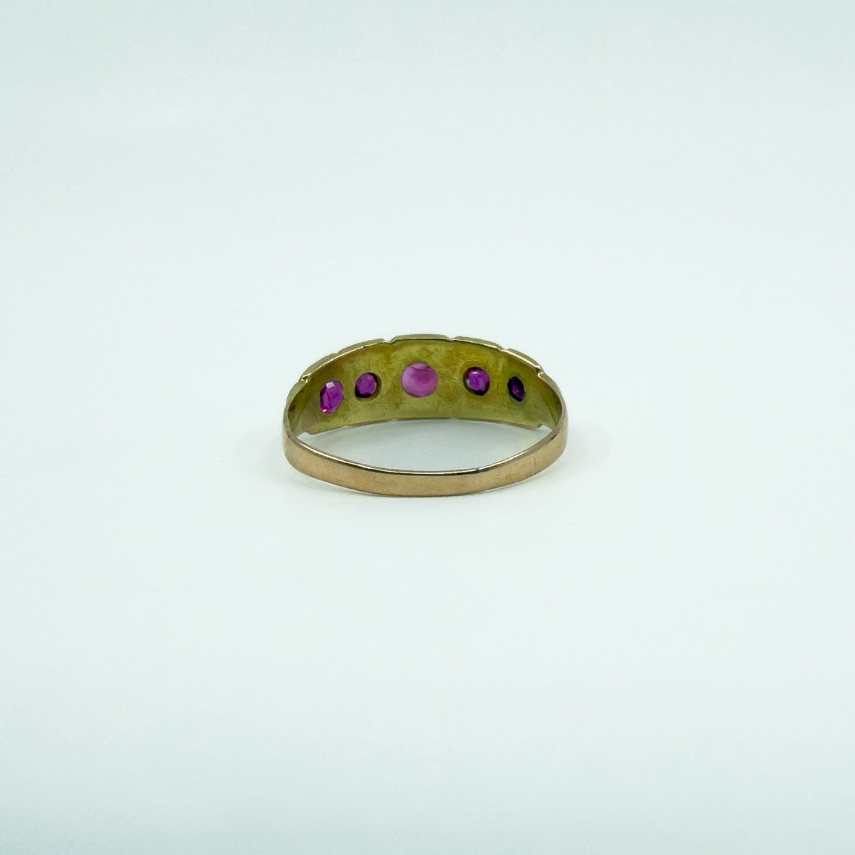 Rare Antique 15ct Rose Gold Natural Ruby Ring 625 Size M (Birm 1881)