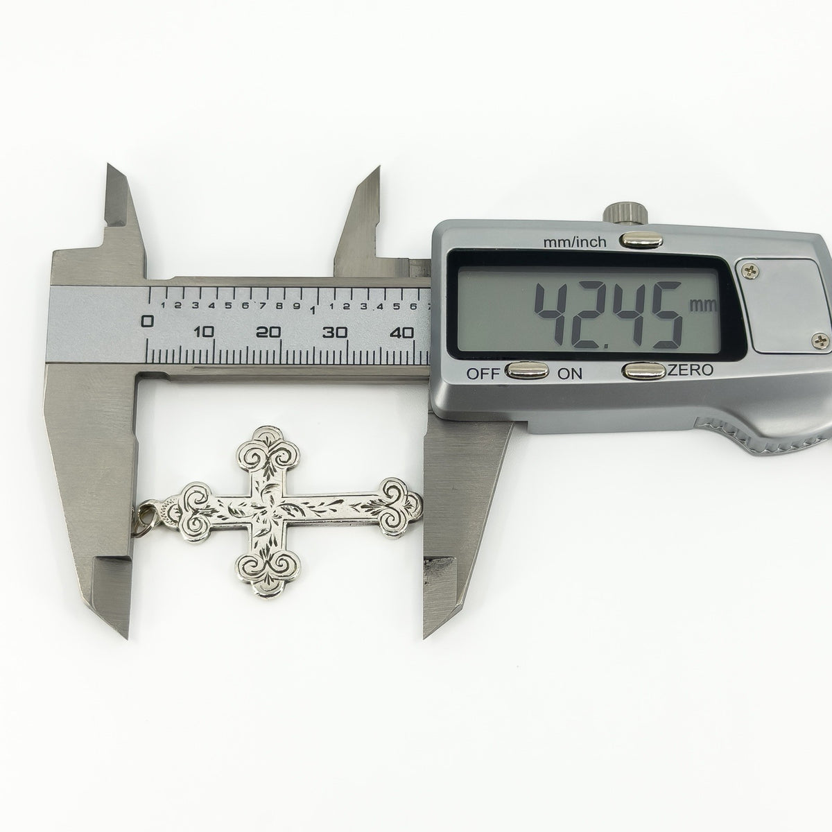 Antique Victorian (1898) Sterling Silver Engraved Christian Cross Pendant 925