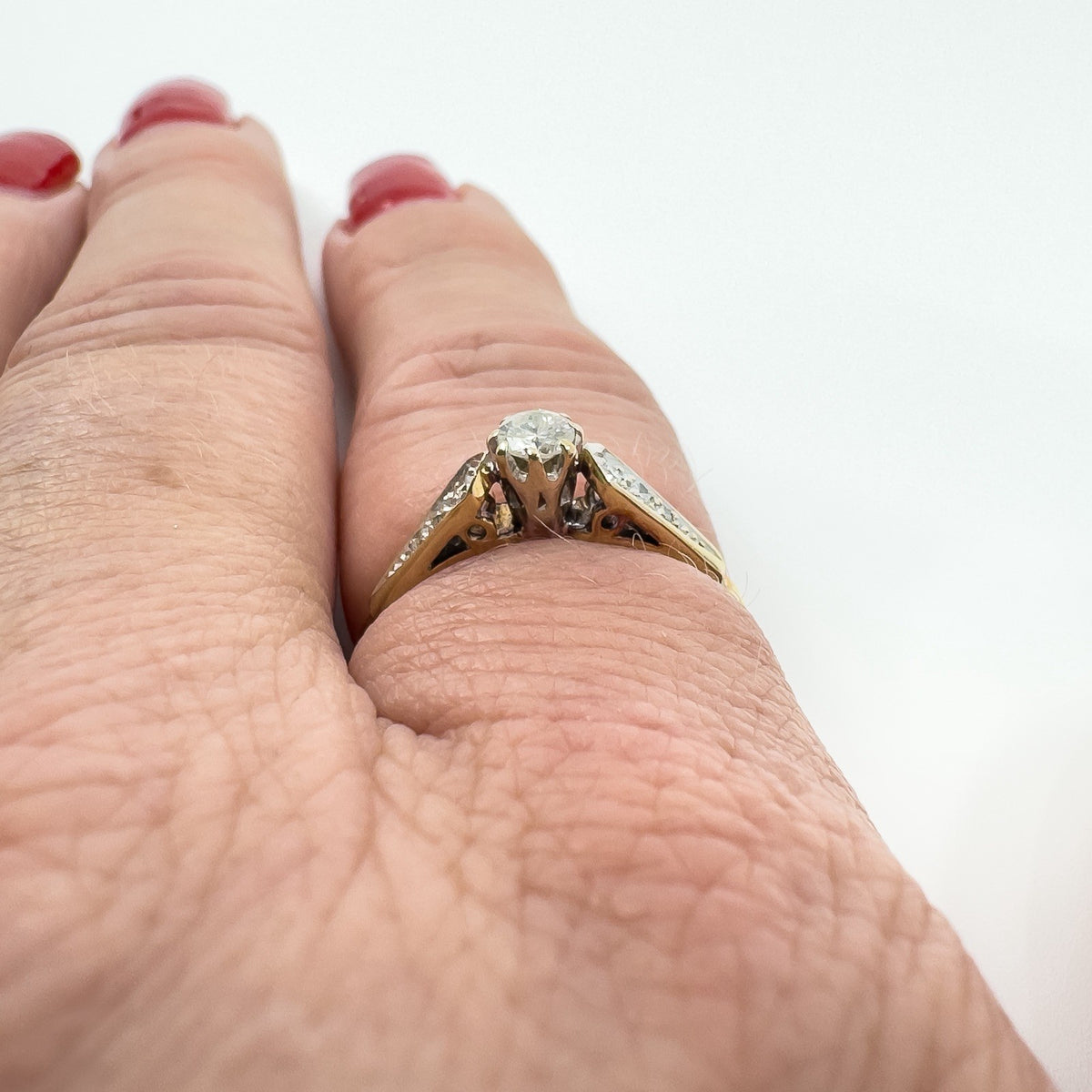 Vintage 9ct Gold 0.20ct Diamond Solitaire Ring 375 Size M Engagement 1989