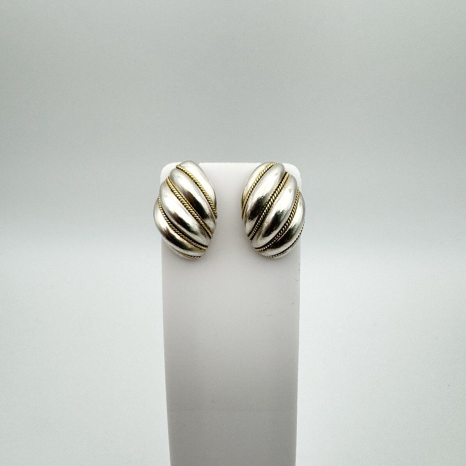 Vintage Tiffany & Co. Shrimp Clip on Earrings in Sterling Silver 18k Gold RARE *