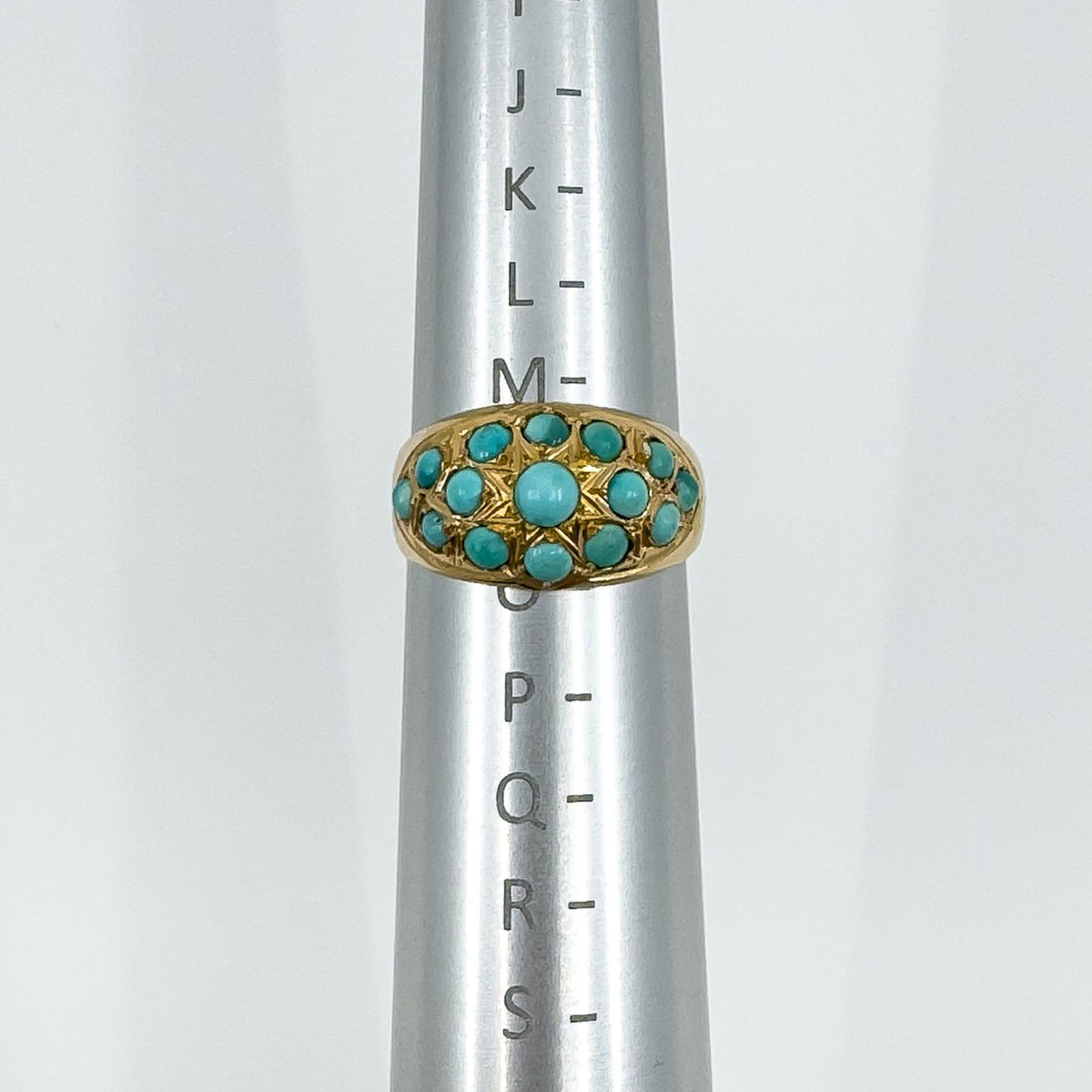 Antique 14ct Rose Gold Turquoise Bombe Ring Size M