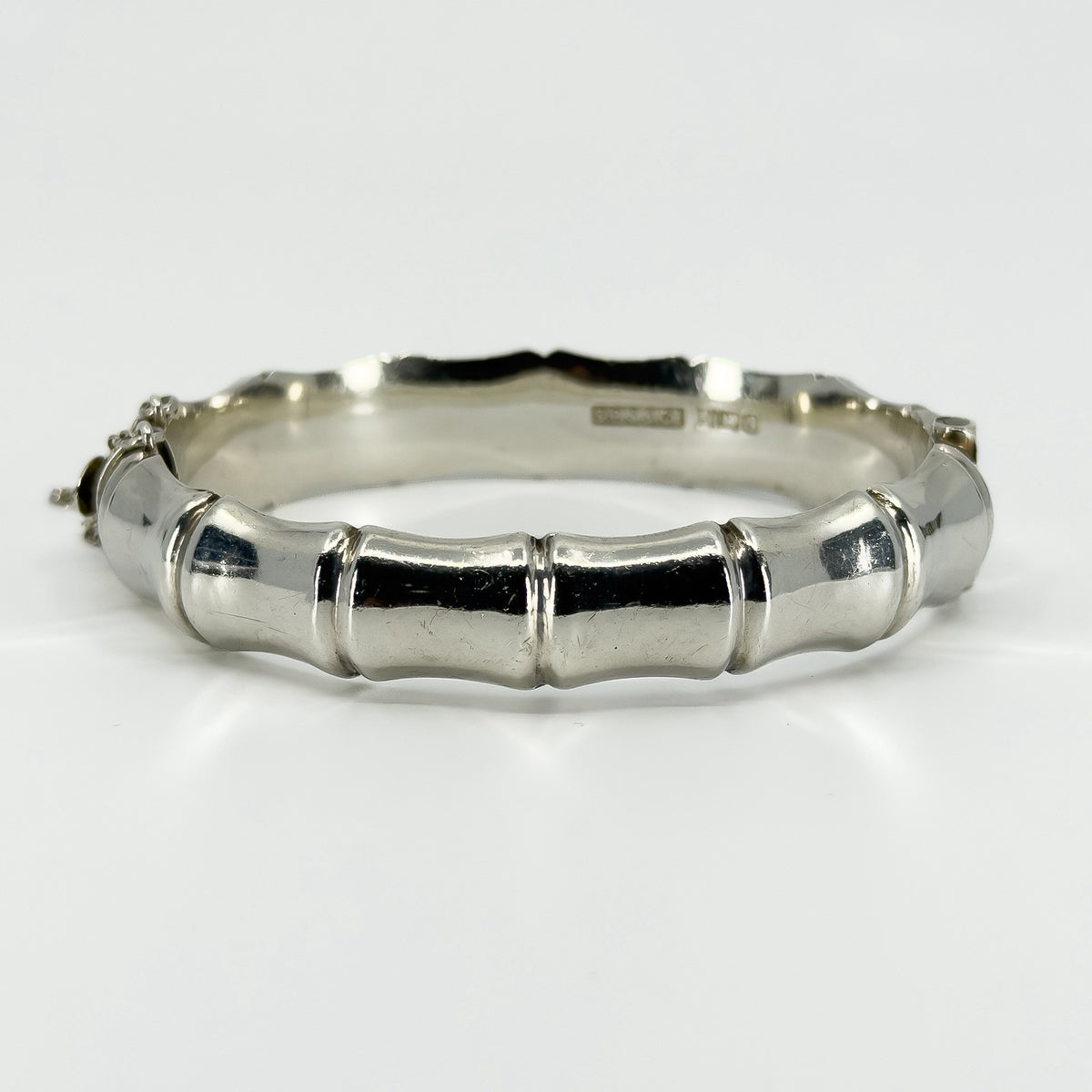 Chunky Vintage Sterling Silver Bamboo Bangle / Bracelet 925 (Birm 1976)