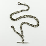 Antique 1899 Sterling Silver 14.5" Albert Curb Chain & T-Bar Pendant 925