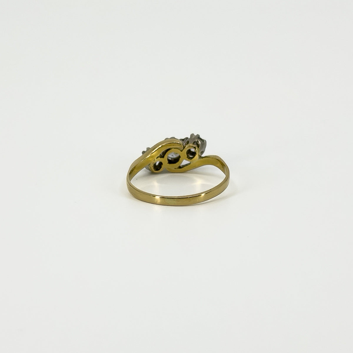Vintage 18ct Gold & Platinum 0.45ct Diamond Trilogy Ring 750 Size K