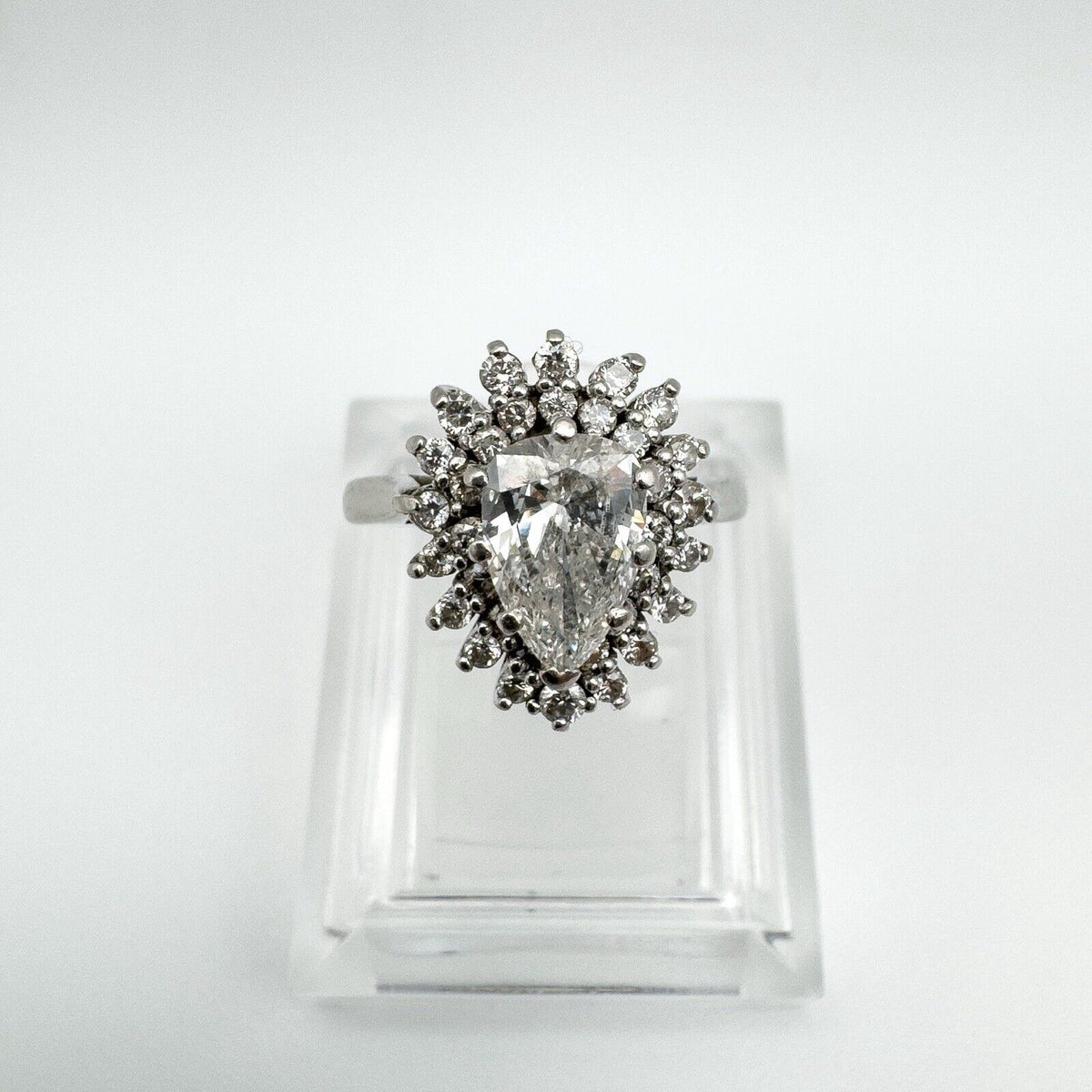 Platinum 1.95ct Diamond Pear Engagement Ring Size K - L
