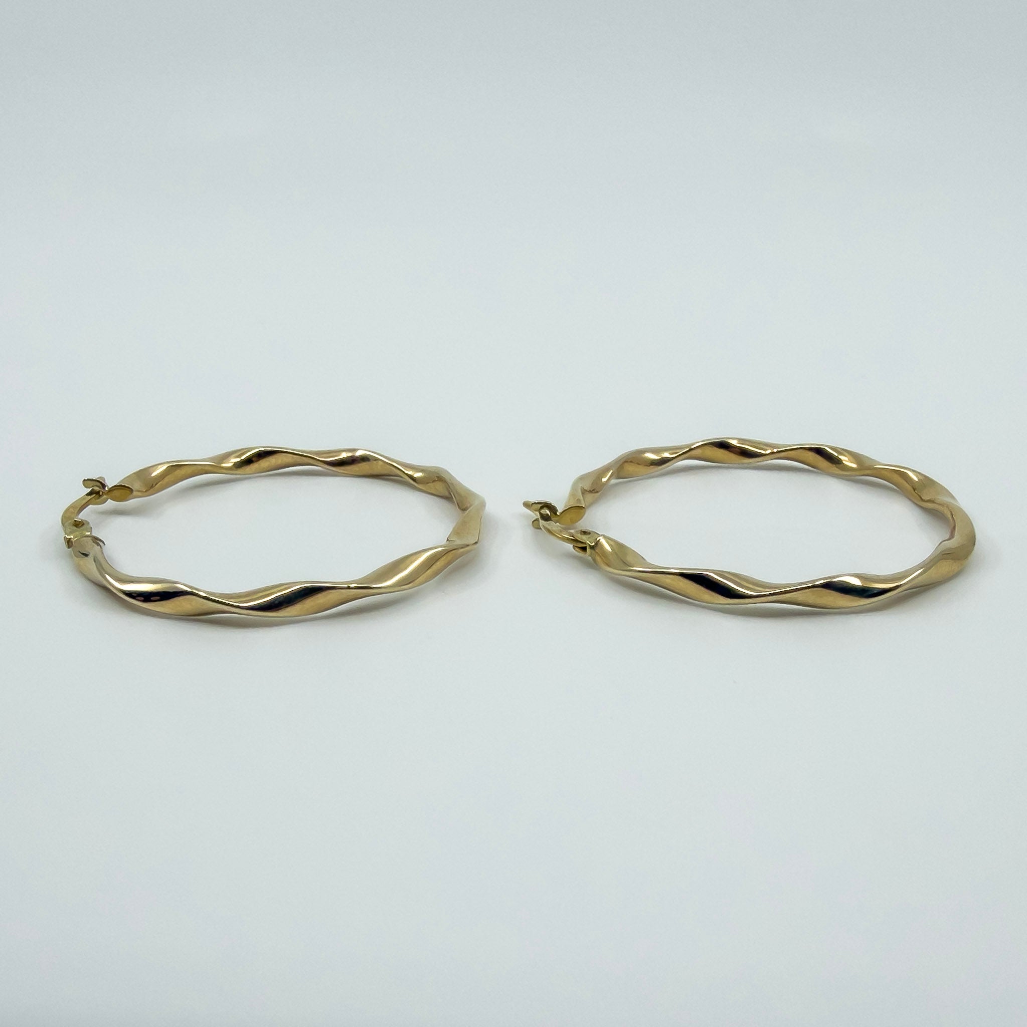 Large Twisted 9ct Gold Hoop Earrings 375