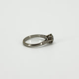 Profile view of antique platinum old-cut diamond ring