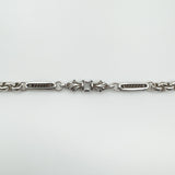 Detailed Fleur De Lys design link in sterling silver on vintage chain