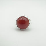 Vintage sterling silver ring with round 8.5ct carnelian cabochon