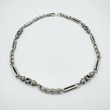 Full-length vintage sterling silver chain necklace with dog clip and hallmarks