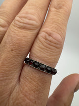Vintage Bohemian garnet ring worn on finger showing fit and colour contrast