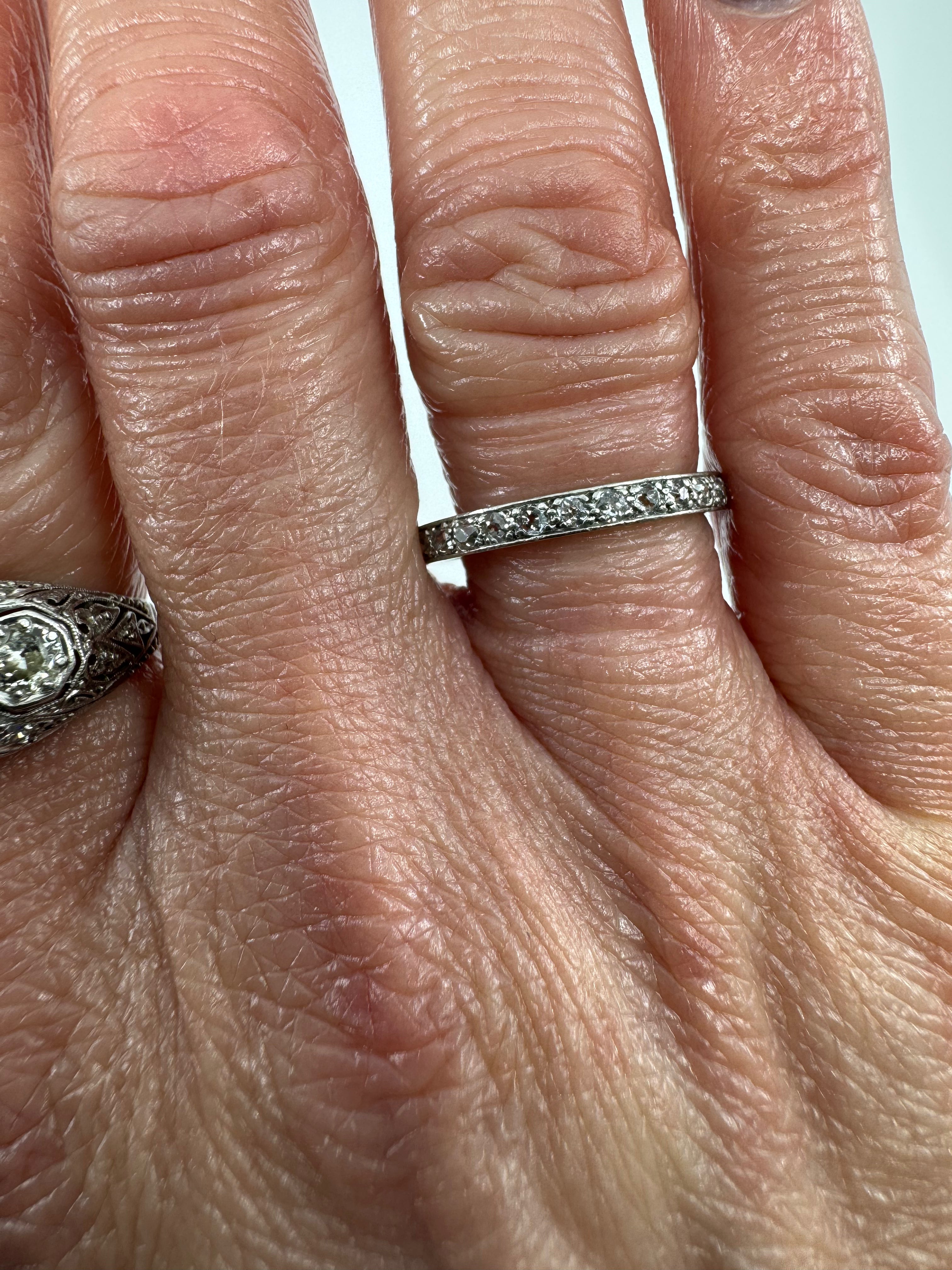 Antique Platinum Old Cut Diamond Full Eternity Ring Size M