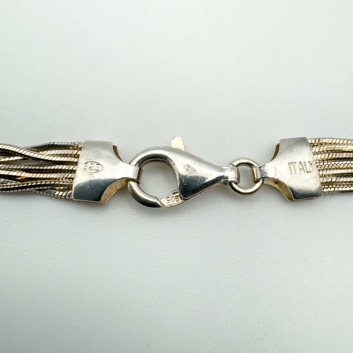 Lobster clasp stamped 925 and Italy on sterling silver bracelet