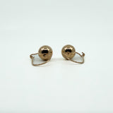 Reverse view of 9ct rose gold ball hook drop earrings showing curved wire fittings