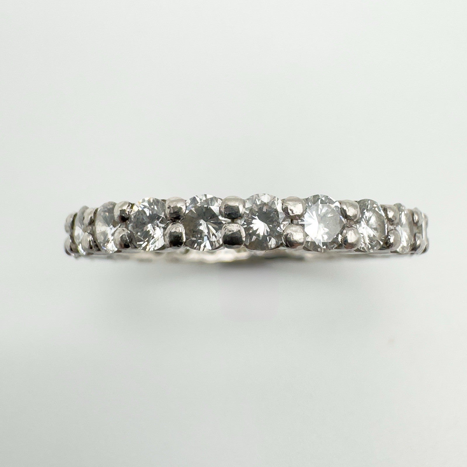 Platinum 1.47ct Diamond Full Eternity Band Ring Size M Side view of platinum eternity ring showing clean diamond setting