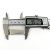Sterling silver ingot pendant measured with calipers at approximately 45.1mm long.