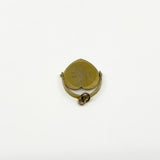 Reverse detail of vintage 9ct gold spinning fob pendant with heart shaped centre and bail