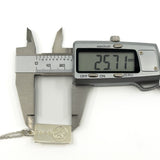 Sterling silver St Christopher ingot pendant shown with caliper measurement of approximately 25.7mm