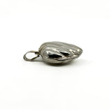 Side view of the vintage sterling silver puffy heart locket with large bail.