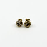 Vintage 9ct gold knot stud earrings with textured intertwined knot detail