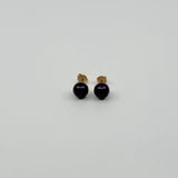 Pair of vintage 9ct gold cultured black pearl stud earrings with dark round 8mm pearls