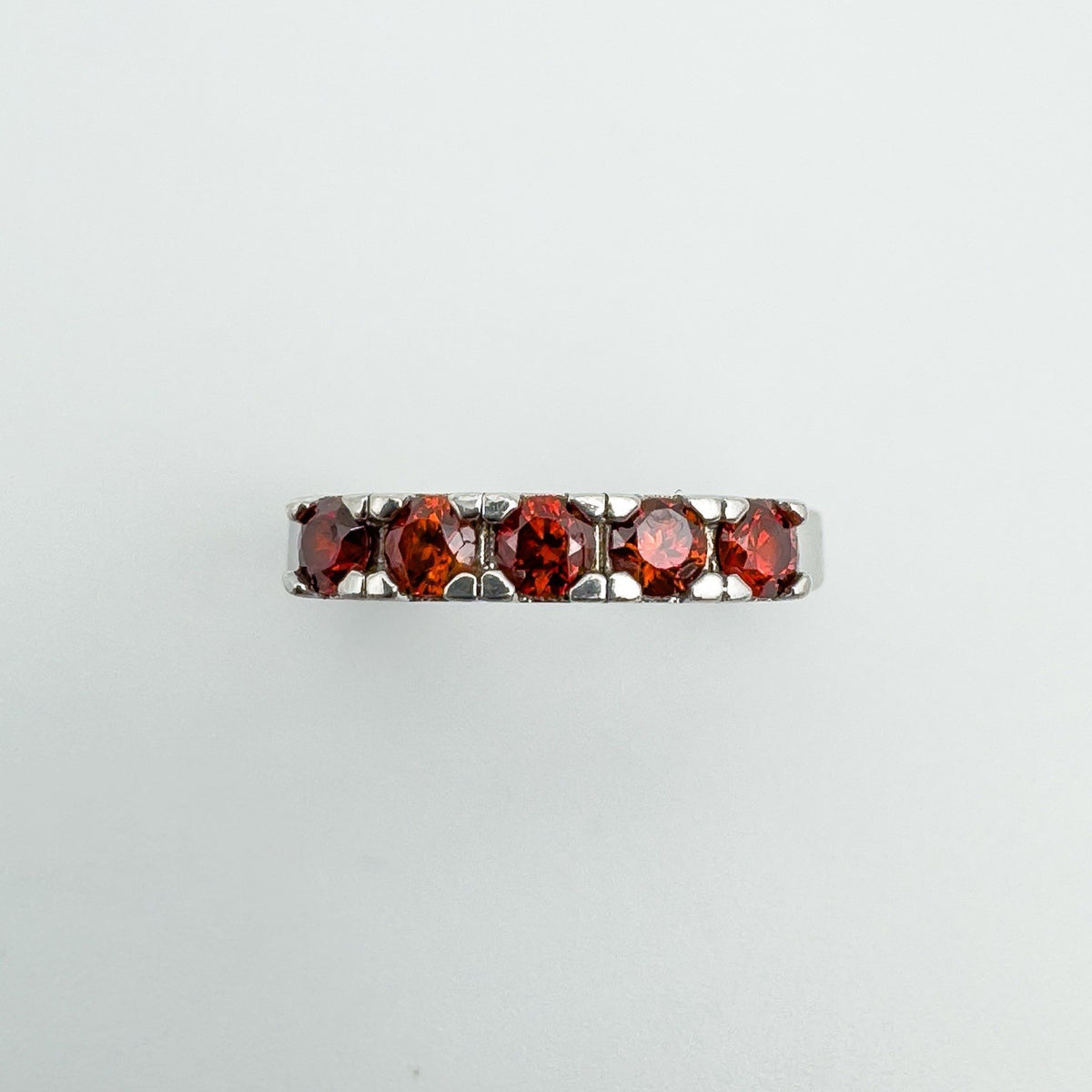 0.50ct Garnet 5 Stone Band / Ring in Sterling Silver 925 Size L