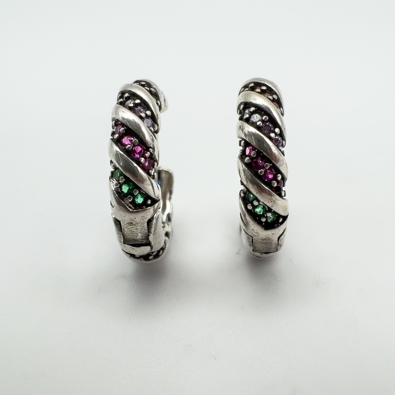 NEW Multicoloured CZ Mini Huggie Hoop Earrings in Sterling Silver 925